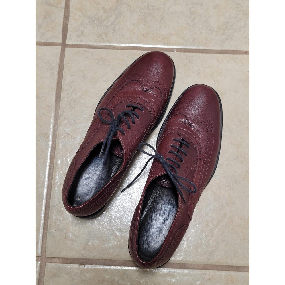 Boemos Mens Burgundy Leather Wingtip Oxford Brogue Shoes Italy EU 39 US 6.5
